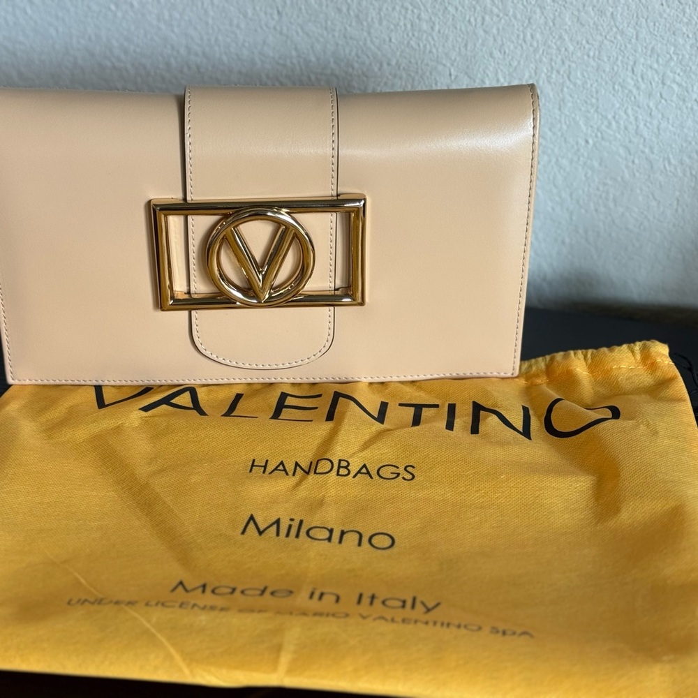 Valentino By Mario Valentino Cream and Gold Clutch Elegance